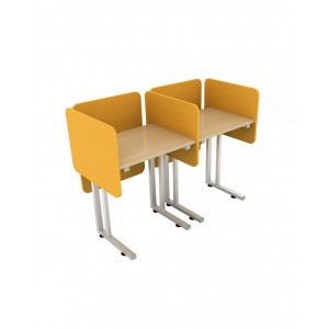 Meja Perpustakaan /Lab bahasa dengan sekat - 2 Dudukan - Arjuna Series